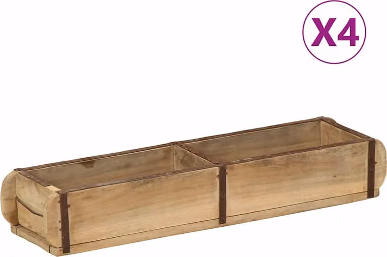 Vassoio 4 pcs Marrone 57 x 15 x 9 cm Legno Recuperato Massello