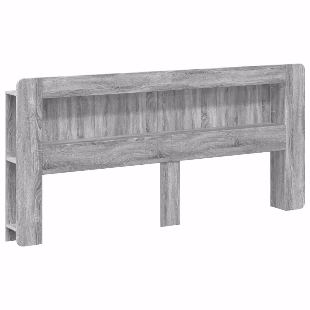 Testiera del letto moderna con ripiano integrato e scomparti laterali in legno ingegnerizzato Grigio Sonoma – 2