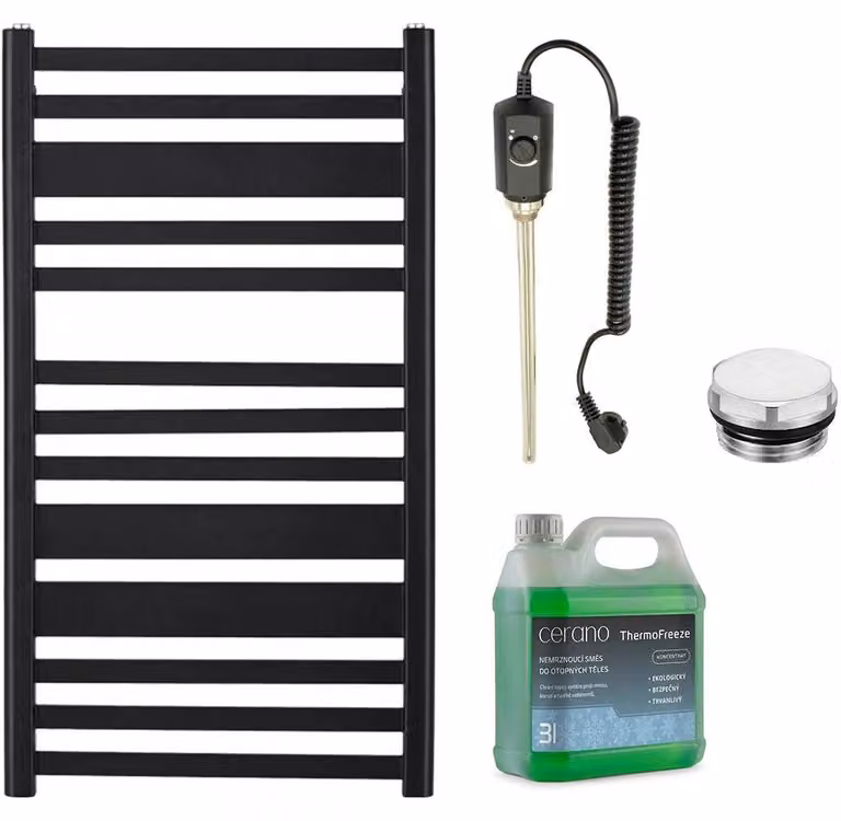 CERANO - Set di radiatori elettrici da bagno Enrico - 300 W - nero opaco - 970 x 550 mm