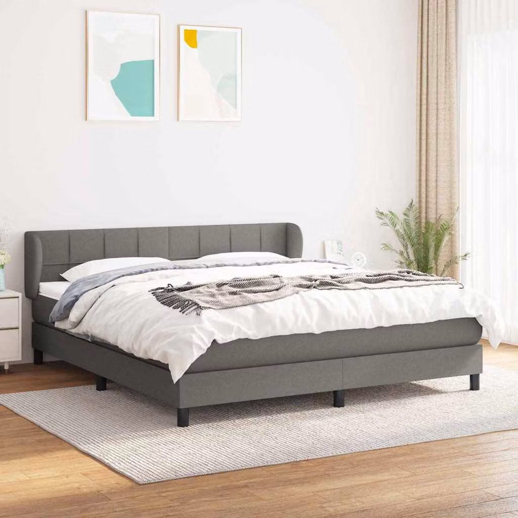 vidaXL Giroletto a Molle Ibrido con Materasso in Grigio e Bianco L/P/H: 160 x 200 x 40 cm – 1