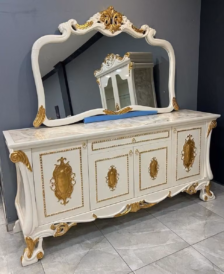 Casa Padrino credenza barocca 225 cm con specchio bianco/oro