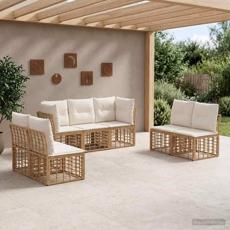 Maison Exclusive - Set divani da esterno in poliestere naturale