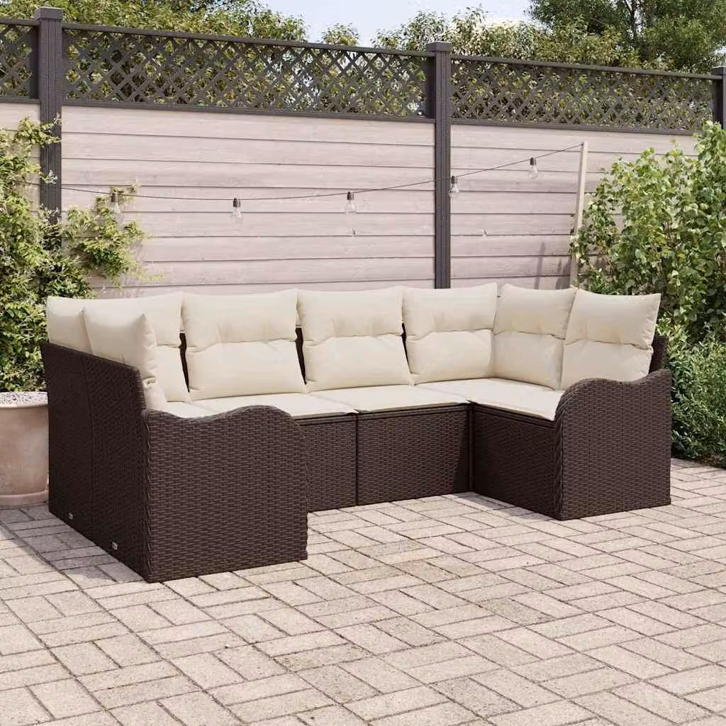 Maison Exclusive - Set Divano da Giardino con cuscino 6 pcs Marrone Poly Rattan