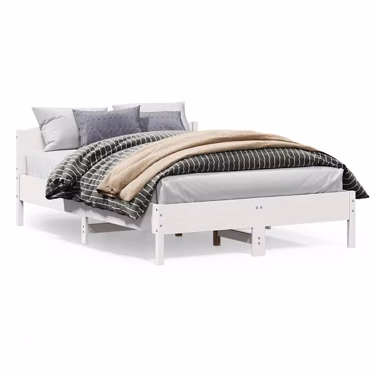 Letto senza Materasso vidaXL in Legno Massello di Pino Bianco L 120 x P 200 cm