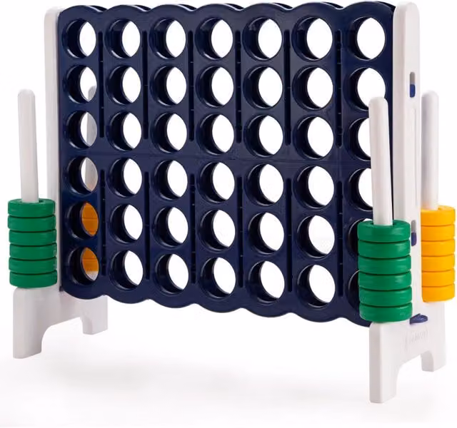 Gioco gigante Forza Quattro in plastica con leve di riavvio, colori blu, giallo e verde, L/P/H: 120 x 42 x 104 cm