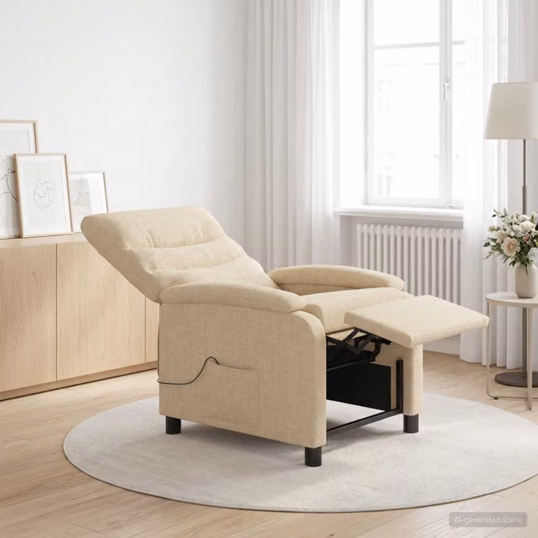 vidaXL Poltrona Relax Recliner in Tessuto Beige con Braccioli