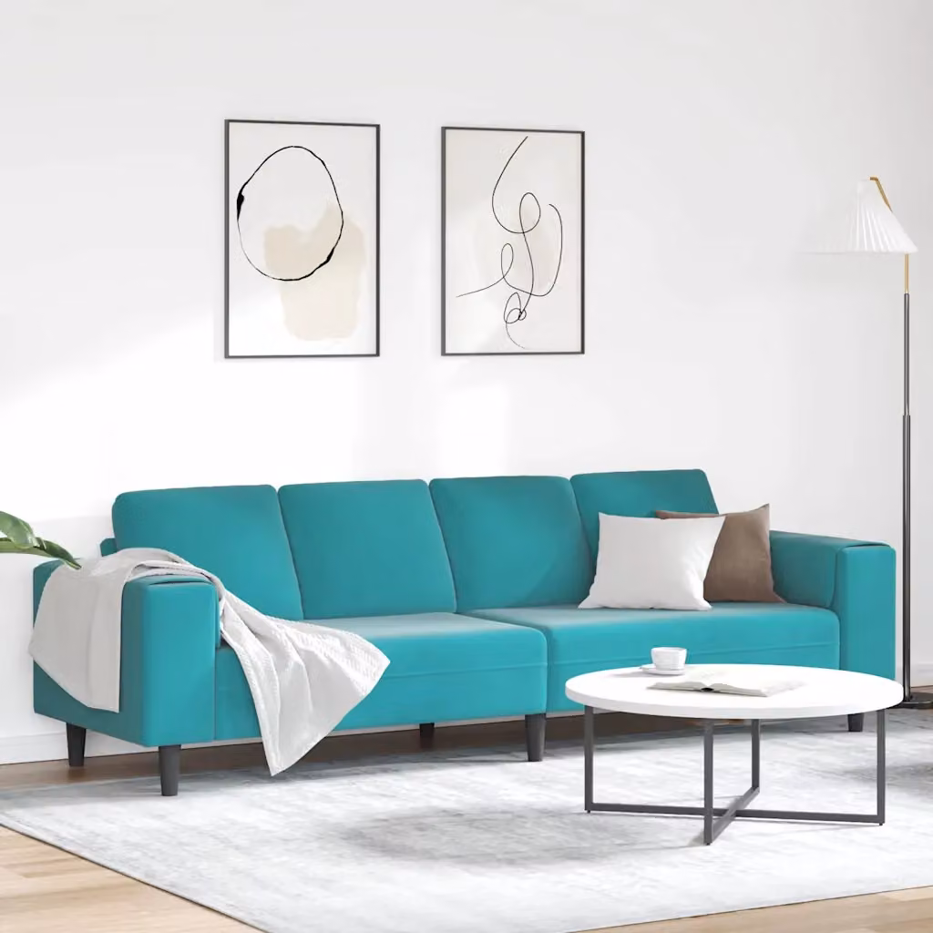 vidaXL Divano per Soggiorno Moderno in Tessuto Turchese L: 250 cm, P: 188 cm, H: 76 cm