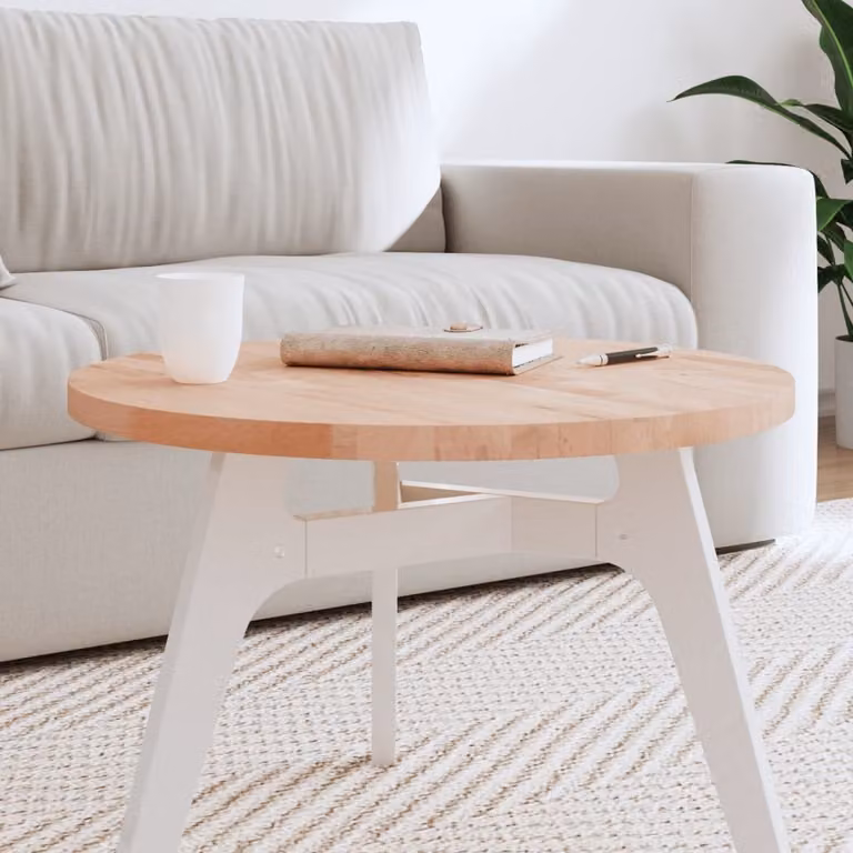 vidaXL Piano per Tavolo Rotondo in Legno Massello di Faggio Marrone Ø60 x 2,5 cm