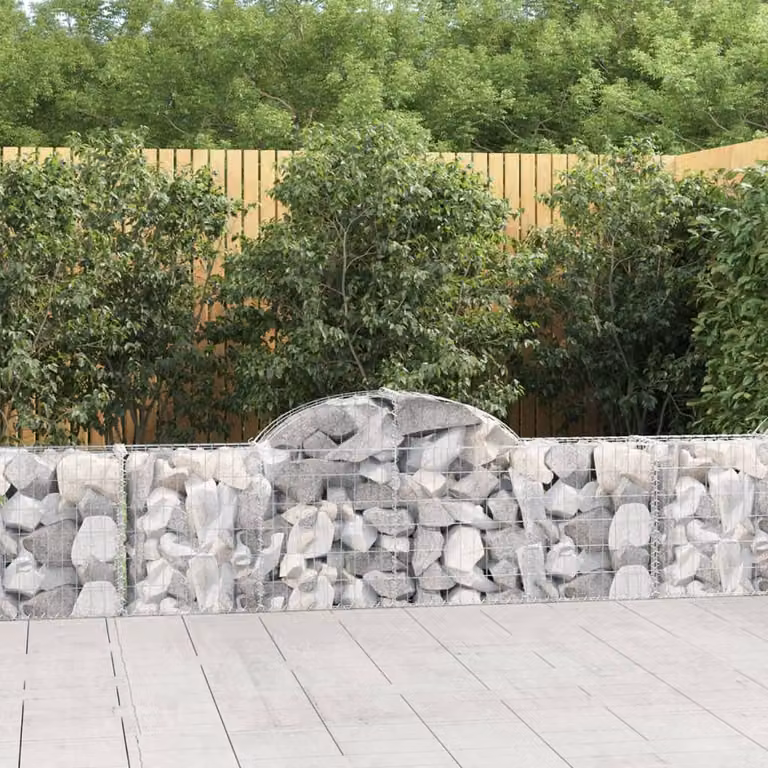 Set di 18 Cesti Gabbioni ad Arco vidaXL in Acciaio Zincato Grigio L: 200 cm, P: 30 cm, H: 60/80 cm
