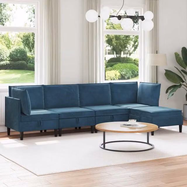 Set di mobili per il soggiorno 5 pz Blu Velluto 3413771