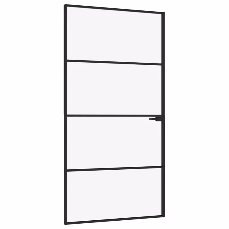 Porta Interna Nera 102x201,5 Vetro Temperato Alluminio Sottile