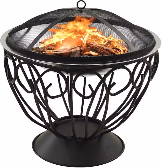 Braciere e Barbecue 2in1 con Attizzatoio Videx in Acciaio Inox, Colore Argento e Nero, L/P/H: 59 x 59 x 60 cm