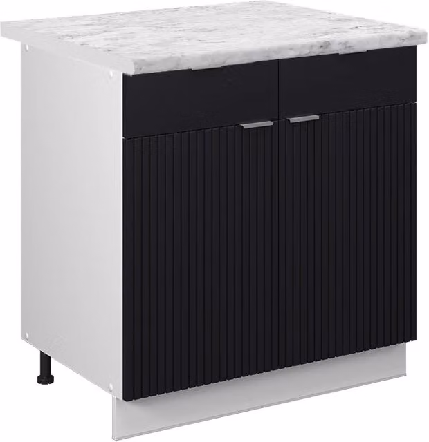 Mobiletto base per cucina Fame-Line Nero rigato/Bianco 80 cm, PL Marmo Vicco