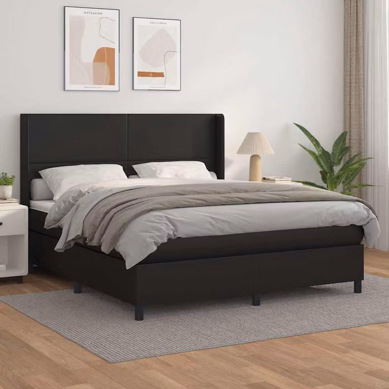 vidaXL Giroletto a Molle con Materasso Nero in Similpelle L/P: 180 x 200 cm