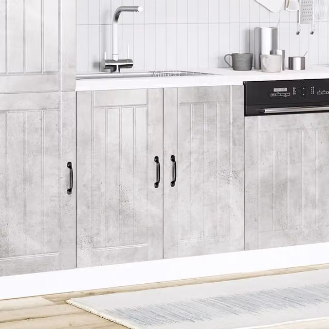 Mobile base lavello da cucina Lucca moderno in legno multistrato grigio opaco L: 81.5 cm, P: 46 cm, H: 80 cm