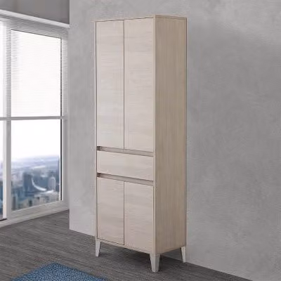 Colonna bagno da terra Way rovere chiaro con 4 ante e 1 cassetto, L: 60 cm, H: 185 cm, P: 35 cm