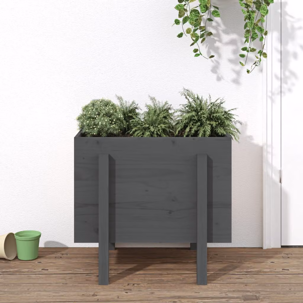 Fioriera da giardino vidaXL in legno di pino grigio L: 62 cm, P: 50 cm, H: 57 cm