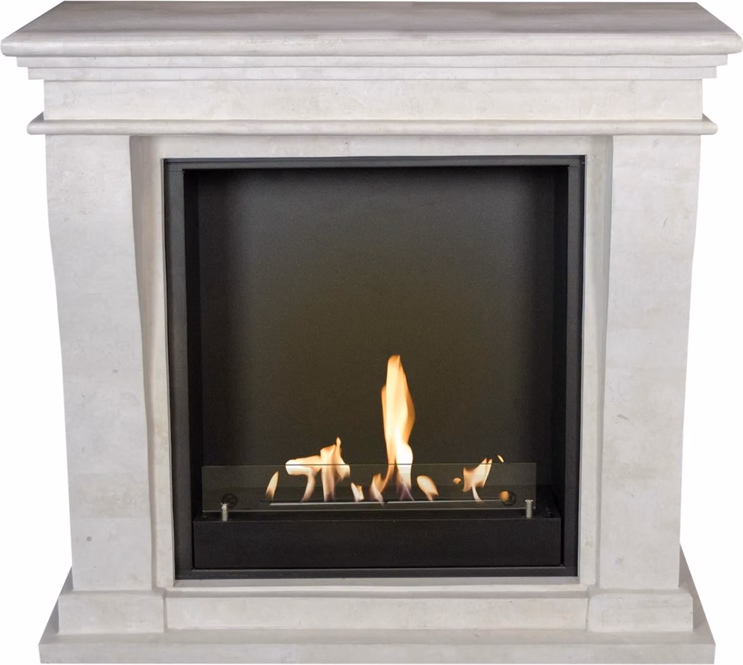 Caminetto a etanolo Xaralyn - Kreta-Mini BIU-SWU - pietra naturale bianca - riscaldamento a 3 kW - caminetto da incasso incluso - caminetto decorativo