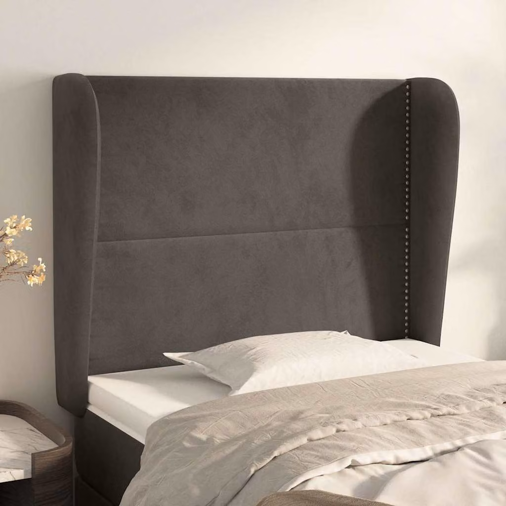 Testiera ad orecchio vidaXL in velluto grigio scuro L: 93 cm, P: 23 cm, H: 118-128 cm