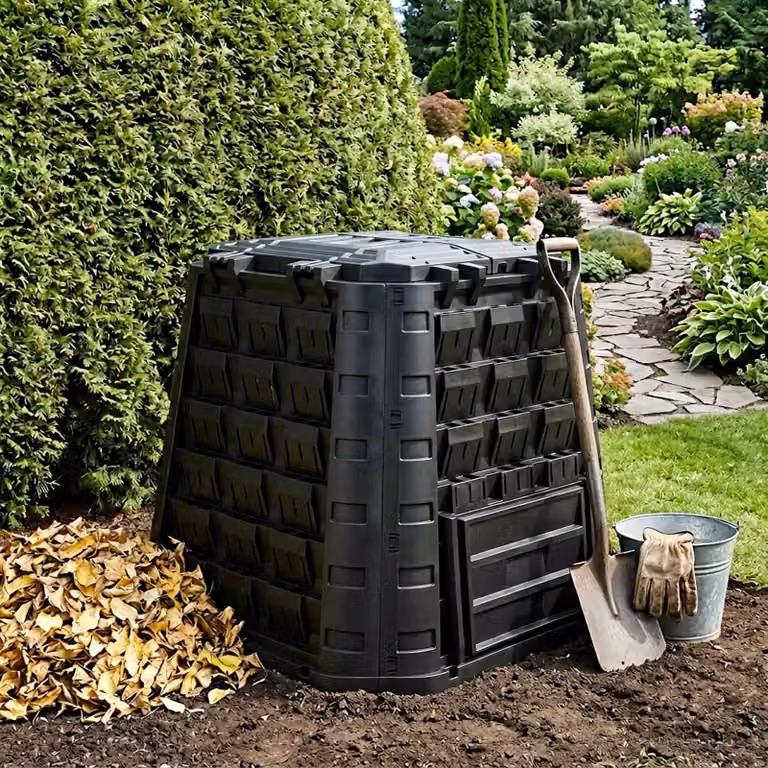 Compostiera da giardino vidaXL in plastica nera L 91 cm x P 91 cm x H 83 cm
