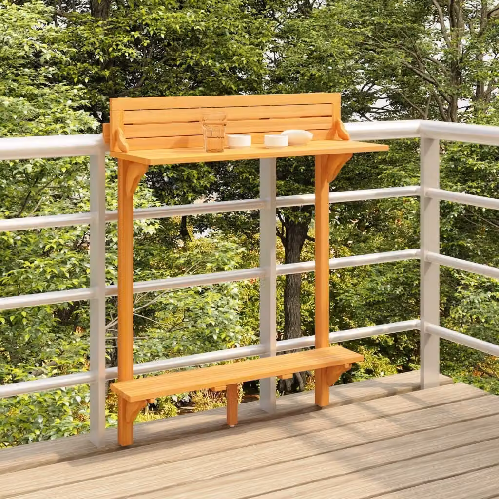 The Living Store Tavolo bar da balcone 90x37x122,5 cm in legno massiccio di acacia