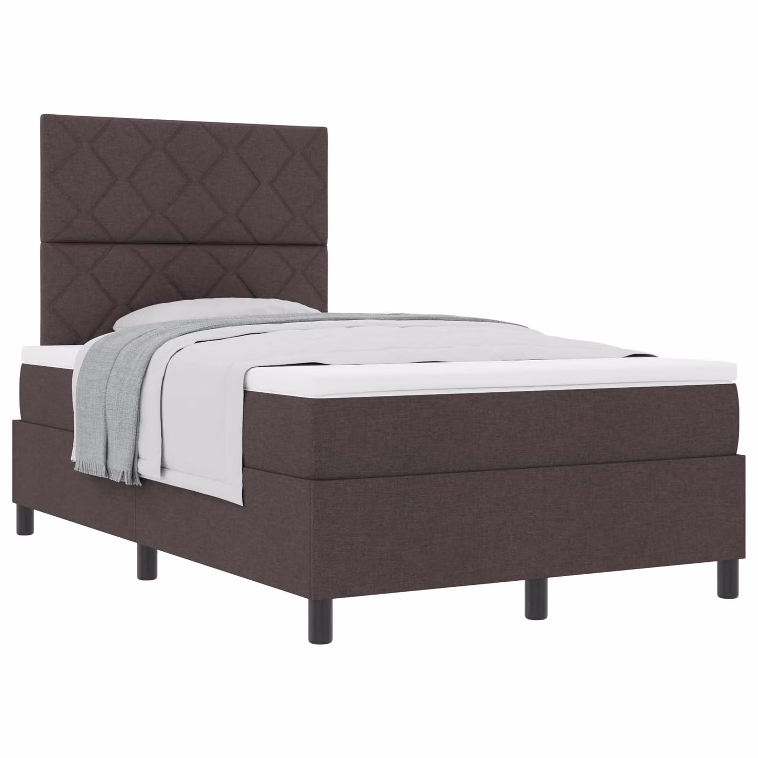 Letto a molle con testiera vidaXL in tessuto marrone con molle a tasche L/P/H: 200 x 120 x 28 cm