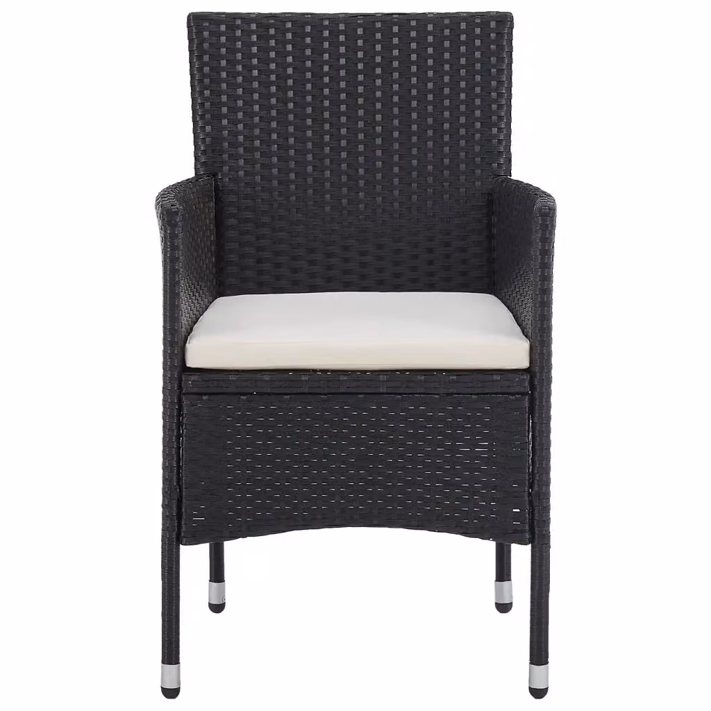 Set di 2 sedie da giardino moderne vidaXL in polyrattan nero con cuscini e braccioli – 2