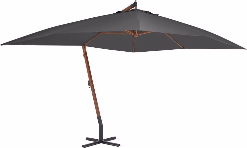 The Living Store Ombrello semaforo con palo in legno 400x300 cm antracite