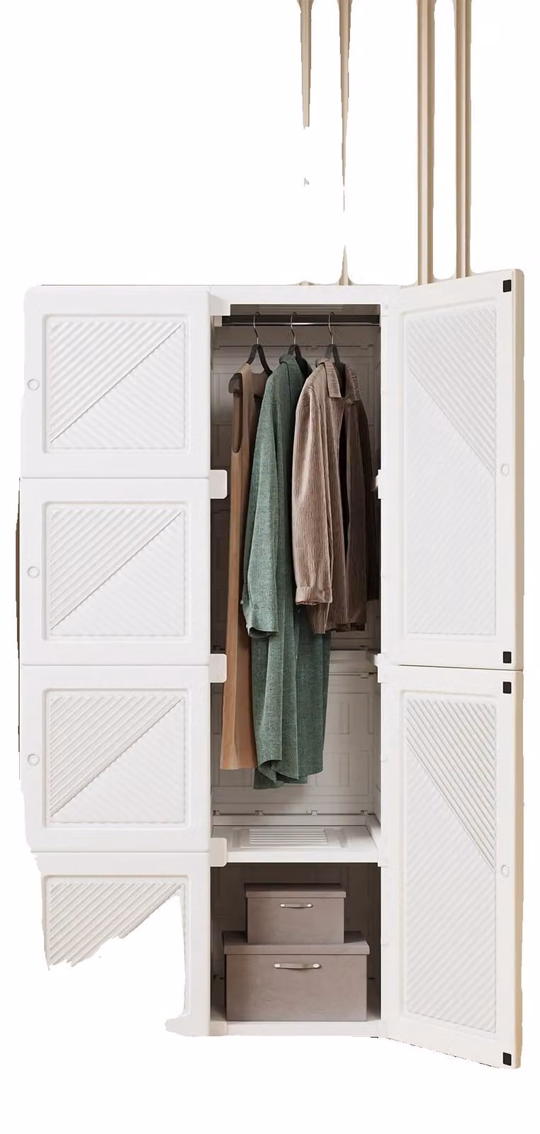 Armadio, design pieghevole, ampio spazio contenitivo, bianco 69x50x139 cm