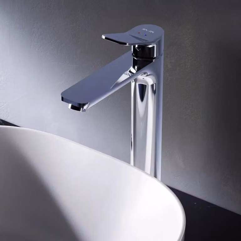 AM.PM Miscelatore per lavabo rubinetto alto cromato Miscelatore per lavello Miscelatore monocomando Rubinetto per bagno Lavabo da appoggio