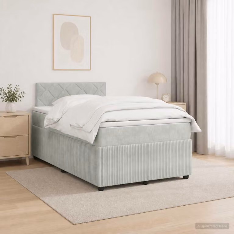 Maison Exclusive - Letto boxspring con materasso grigio chiaro 120 x 190 cm velluto