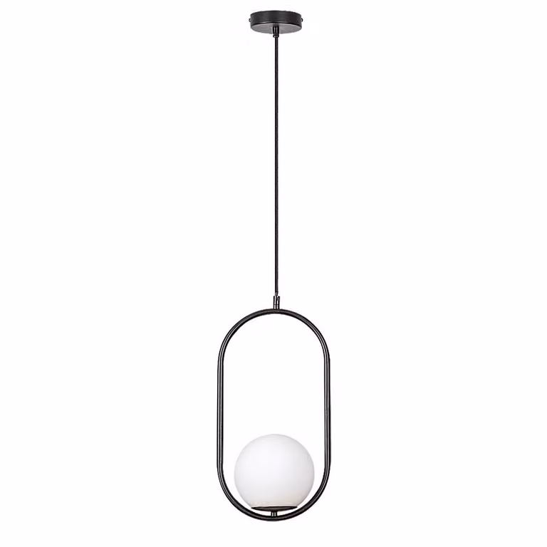 Rabalux 72028 Lampada a sospensione 1 spot Ghita, E27, bianco-nero, rotonda, moderna, ø150mm