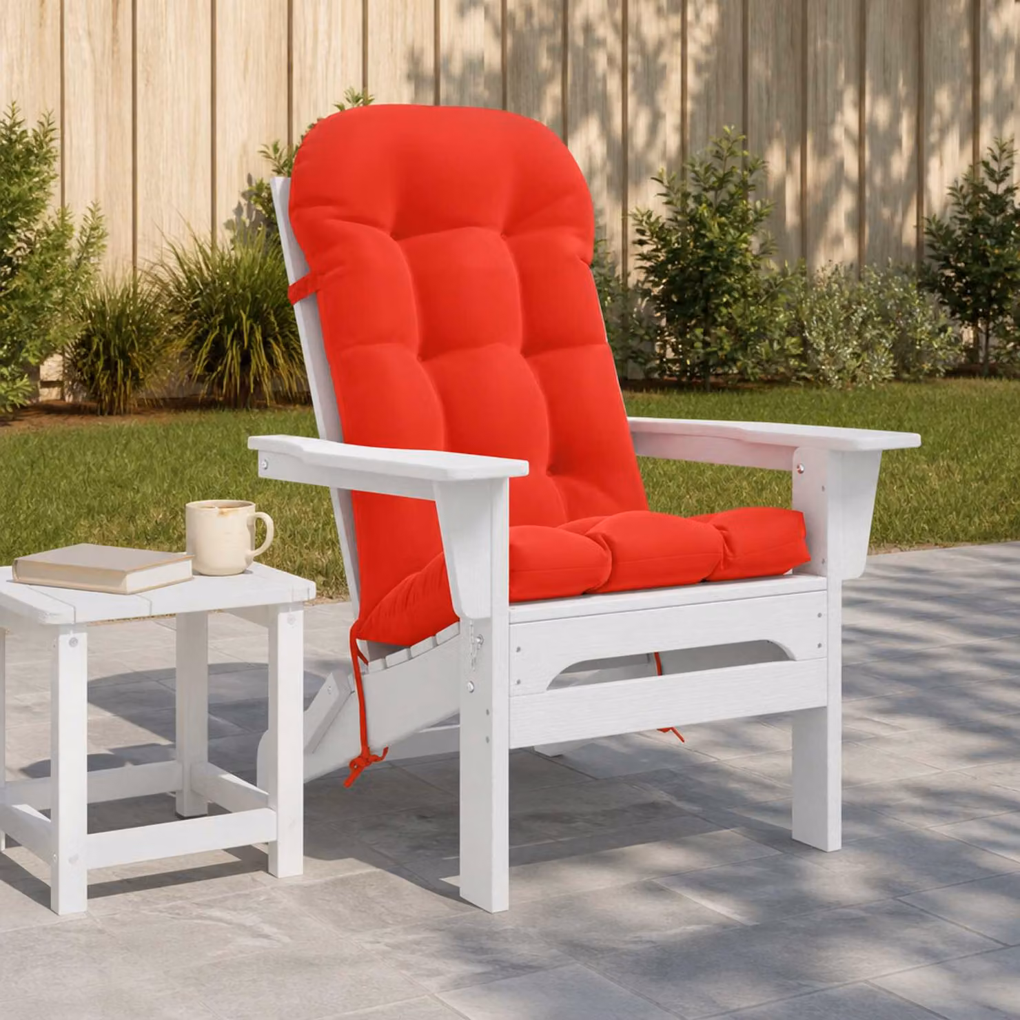 Cuscino per Lounger Sole vidaXL PUTTEN Rosso in Poliestere con Lacci di Fissaggio