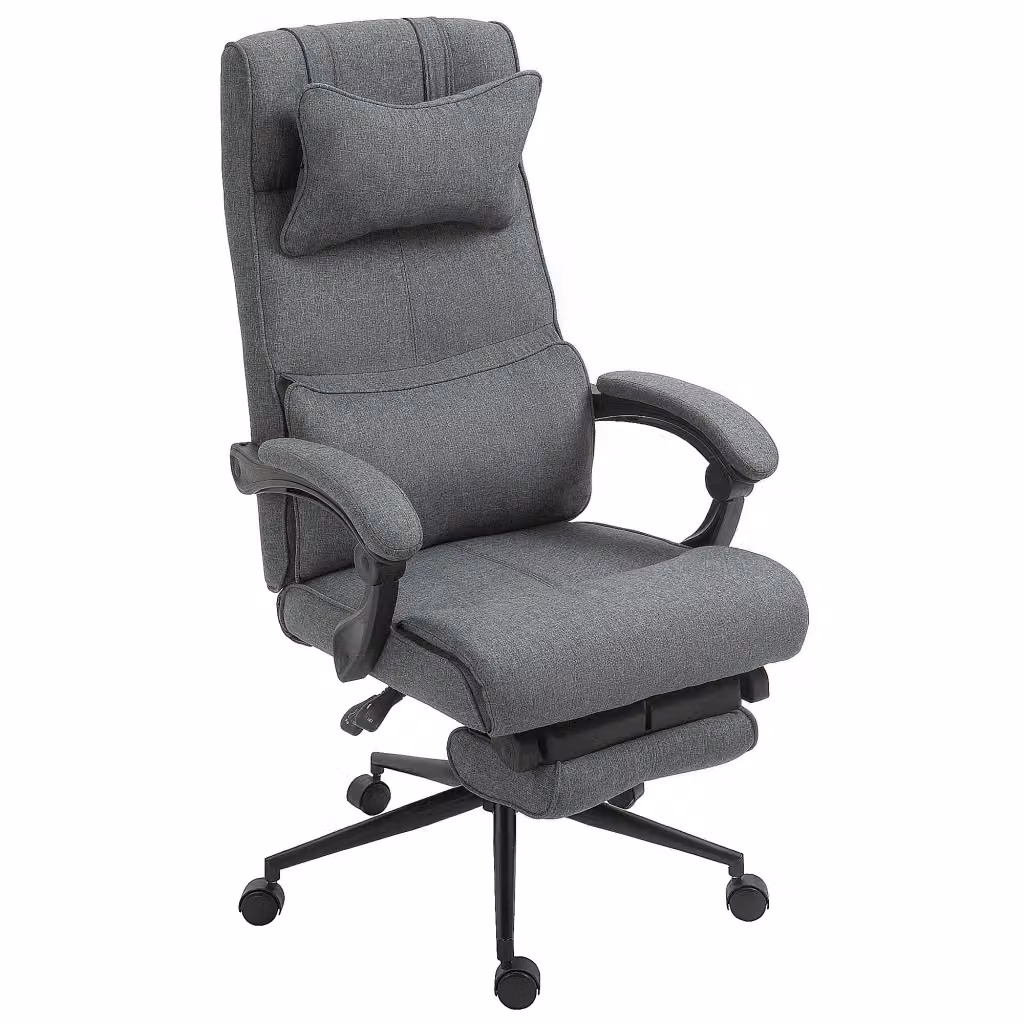 Sedia Gaming Ergonomica Design In Grigia con Poggiatesta, Braccioli e Ruote, L/P/H: 66 x 70 x 115-123 cm – 2