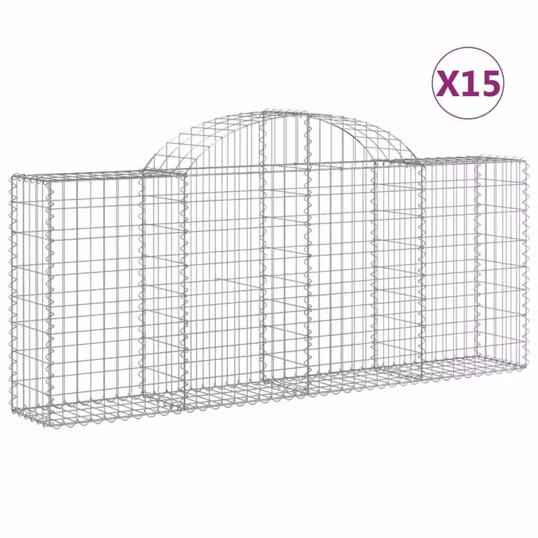 Cesti Gabbioni ad Arco 15 pz 200x30x80/100 cm Ferro Zincato