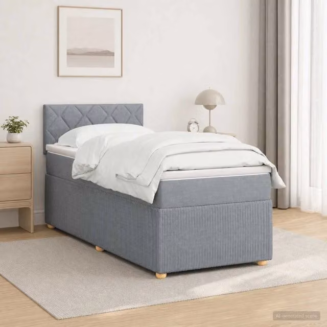 Letto box spring con materasso ibrido vidaXL Grigio Chiaro L: 80 cm, P: 200 cm