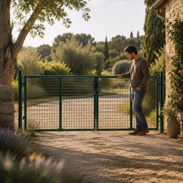 Steel Fence Gate 306 X 100 Cm, Green