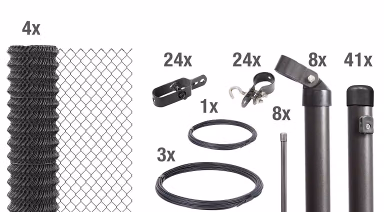 Recinzione in rete metallica Alberts 630966, set completo, da cementare, antracite metallizzato, altezza 175 cm, lunghezza 100 m