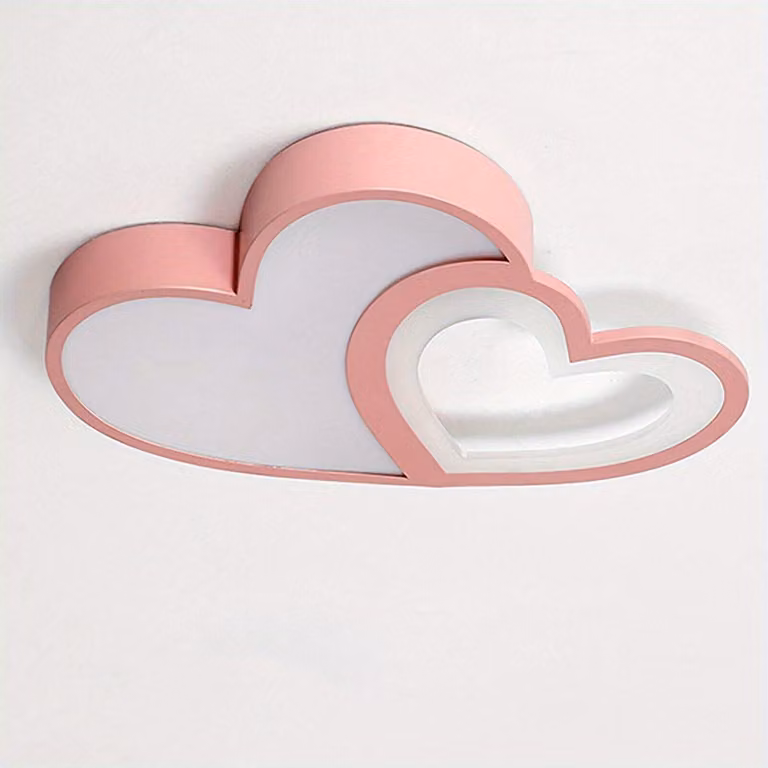 Lampada a soffitto a forma di cuore rosa per la cameretta dei bambini, con tecnologia LED da 40W e funzione di regolazione dell'intensità luminosa