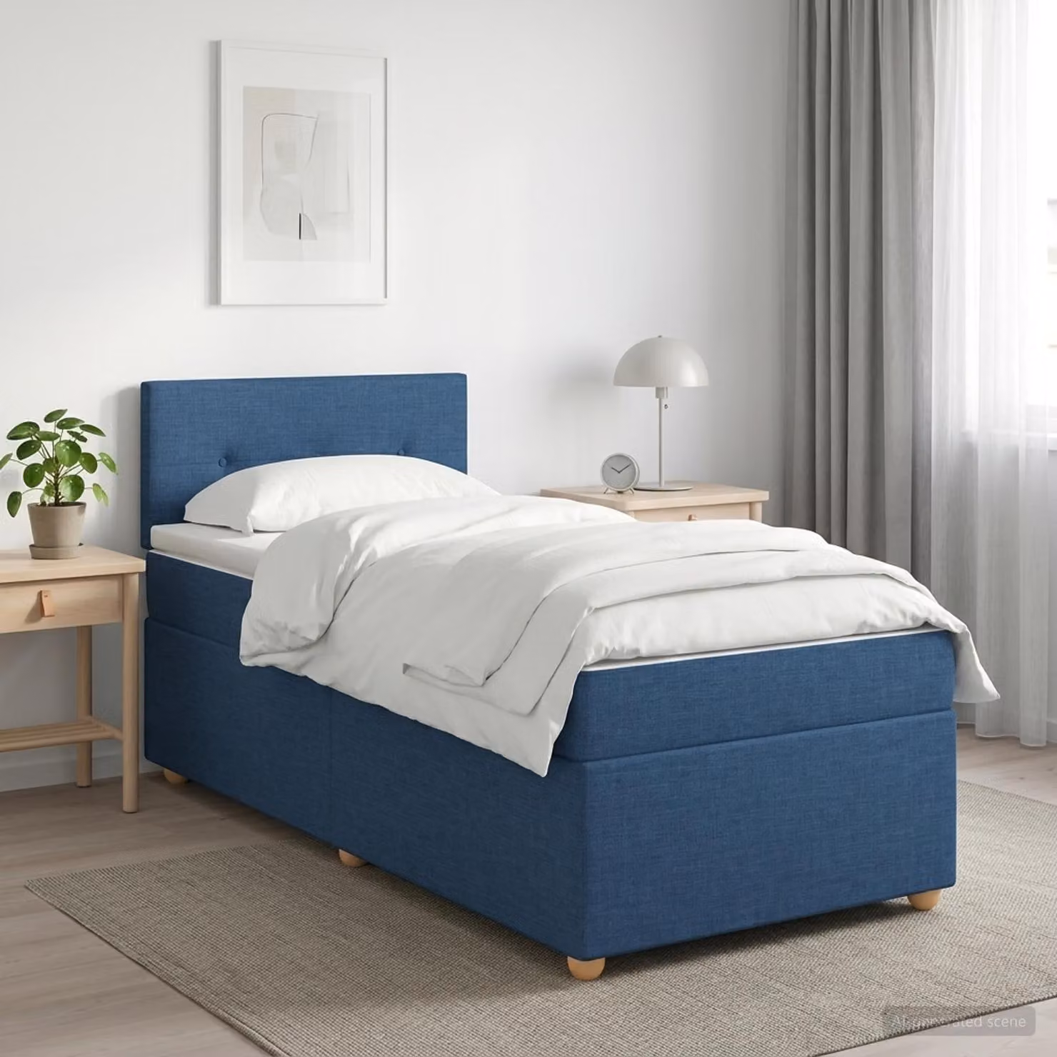 Maison Exclusive - Letto boxspring con materasso e testiera blu 90 x 200 cm in tessuto