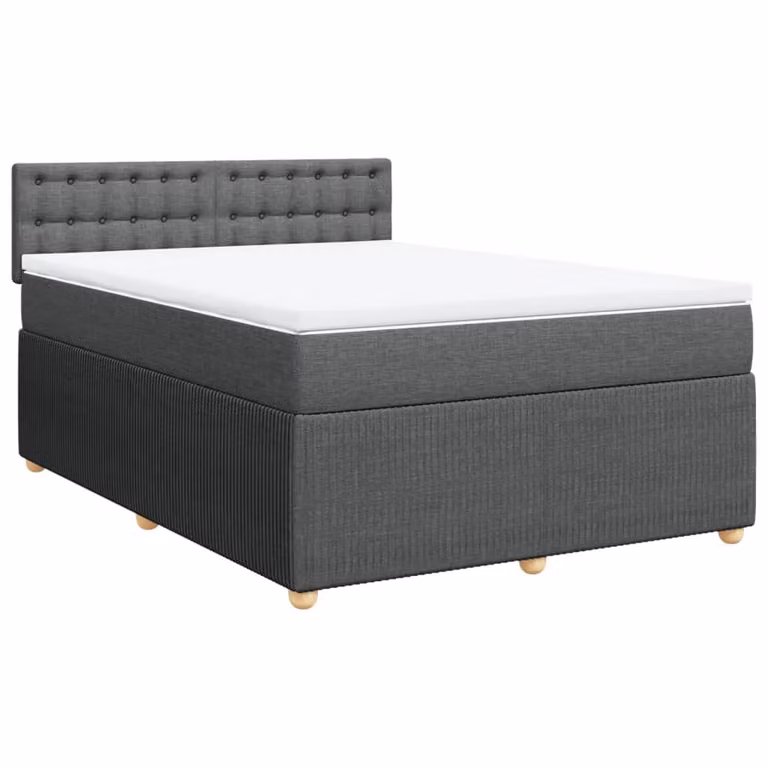 Giroletto a Molle con Materasso Grigio Scuro 140x200cm Tessuto