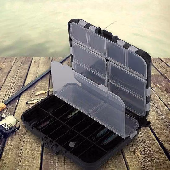 Borsa da pesca con 26 scomparti, portatile, nera