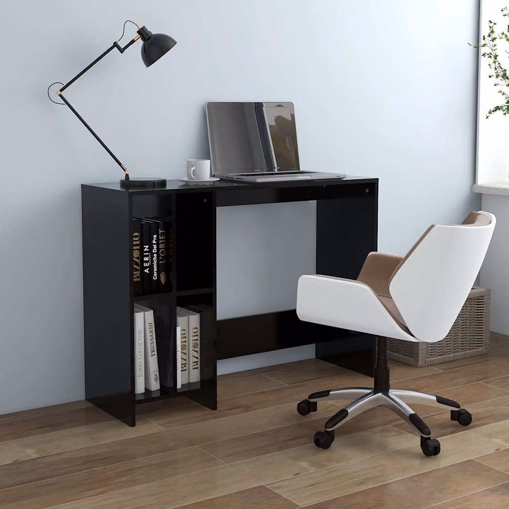 Scrivania per computer moderna vidaXL in legno e MDF nera L 102,5 cm x P 35 cm x H 75 cm