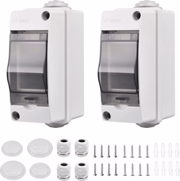 2x scatola portafusibili da superficie IP65-1 fila-2 moduli camera umida