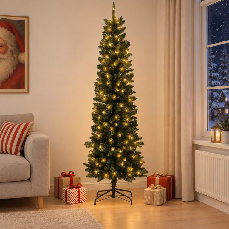 vidaXL Albero di Natale Artificiale Sottile 210 cm 300 LED