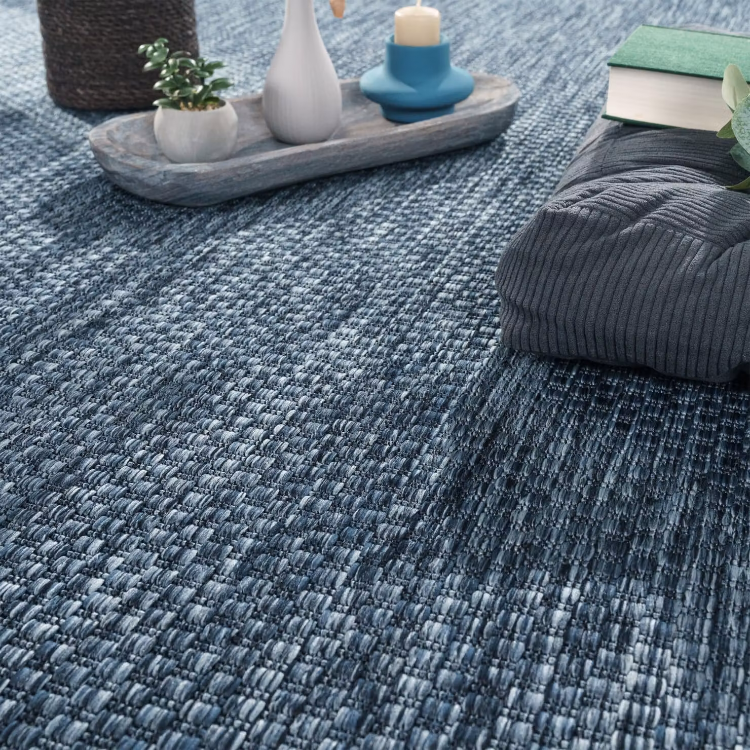 Tappeto rotondo Venezia blu per interni ed esterni, Diametro: 160 cm – 3