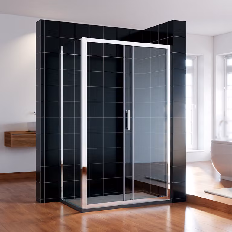 SONNI 110x185cm porta scorrevole doccia in vetro trasparente con pannello laterale da 80cm
