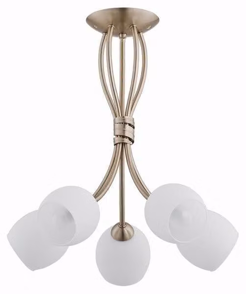 Lampada a sospensione BUENA in ottone e bianco, 5xE14x10W, metallo, dimensioni: 45x43x43 cm, IP20, Alfa