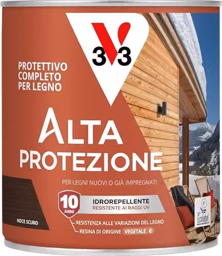 V33 Protettivo Completo Legno Alta Protezione all'Acqua Noce Scuro 0,75L