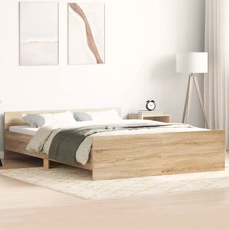vidaXL Giroletto con Testiera e Pediera in Rovere Sonoma, L/P/H: 140 x 190 x 193 cm